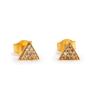 Gold Plated Triangle Studs Filled with White TopazGold Plated Triangle Studs Filled with White Topaz