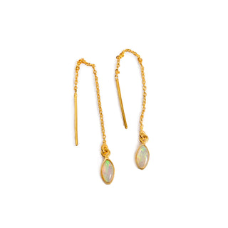Opal Marquise Gold Plated Threader Earrings