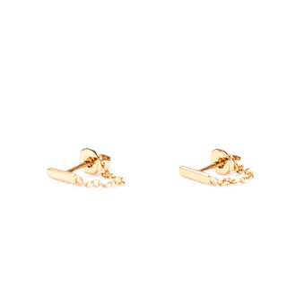 Gold Plated Bar Chain Studs
