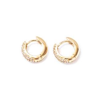 Gold Plated Thin Pave Hoop Earrings