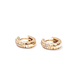 Gold Plated Thin Pave Hoop Earrings