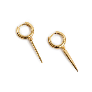 Gold Plated Dagger Charm Huggie Earrings