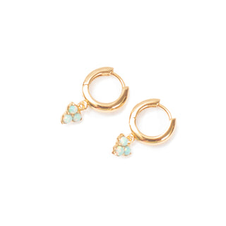 Gold Plated Opal Trio Charm Huggie Earrings