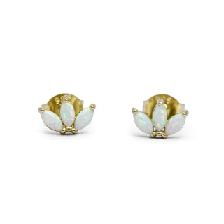 Opal Lotus Studs in gold