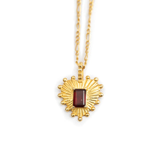 Heart Pendant with Red Stone Necklace