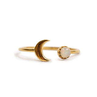 Gold Plated Moon and Opal Ring