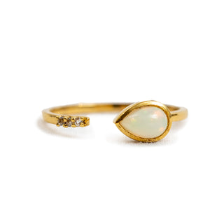 Gold Plated Opal and Pave Split Ring