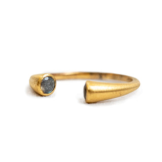 Gold Plated Labradorite Dual Ring with Matte Finish