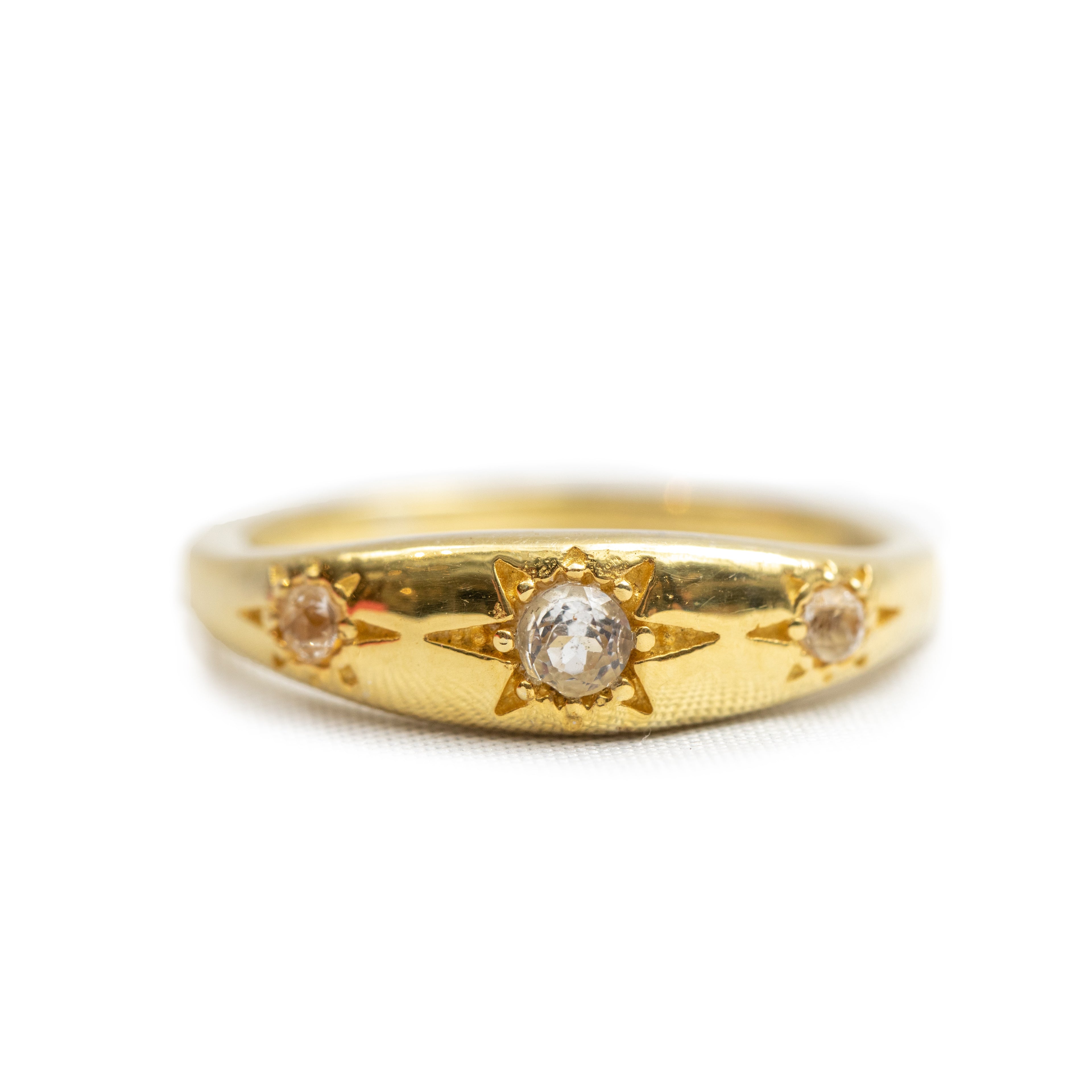 ***Triple White Topaz Starburst Ring