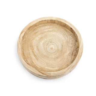  Large Round Wooden Tray - 9.8" x 9.8" x 3"