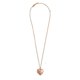 Large Heart Locket Necklace with Stone - Brass