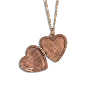 Large Heart Locket Necklace with Stone - Brass