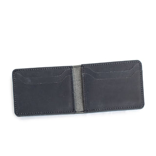 Black Distressed Leather Bifold Wallet
