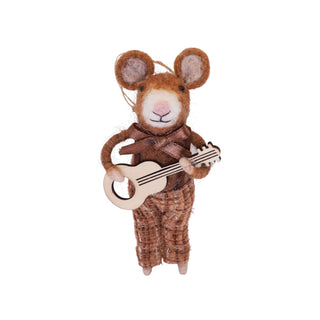 Felt Band Mouse Ornament with Guitar