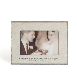 I Will Think Of You Horizontal Glass Linen Photo Frame  - 8.5"x7.5"
