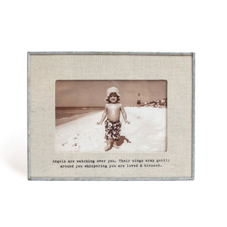 Angels Are Watching Horizontal Glass Linen Photo Frame  - 8.5"x7.5"