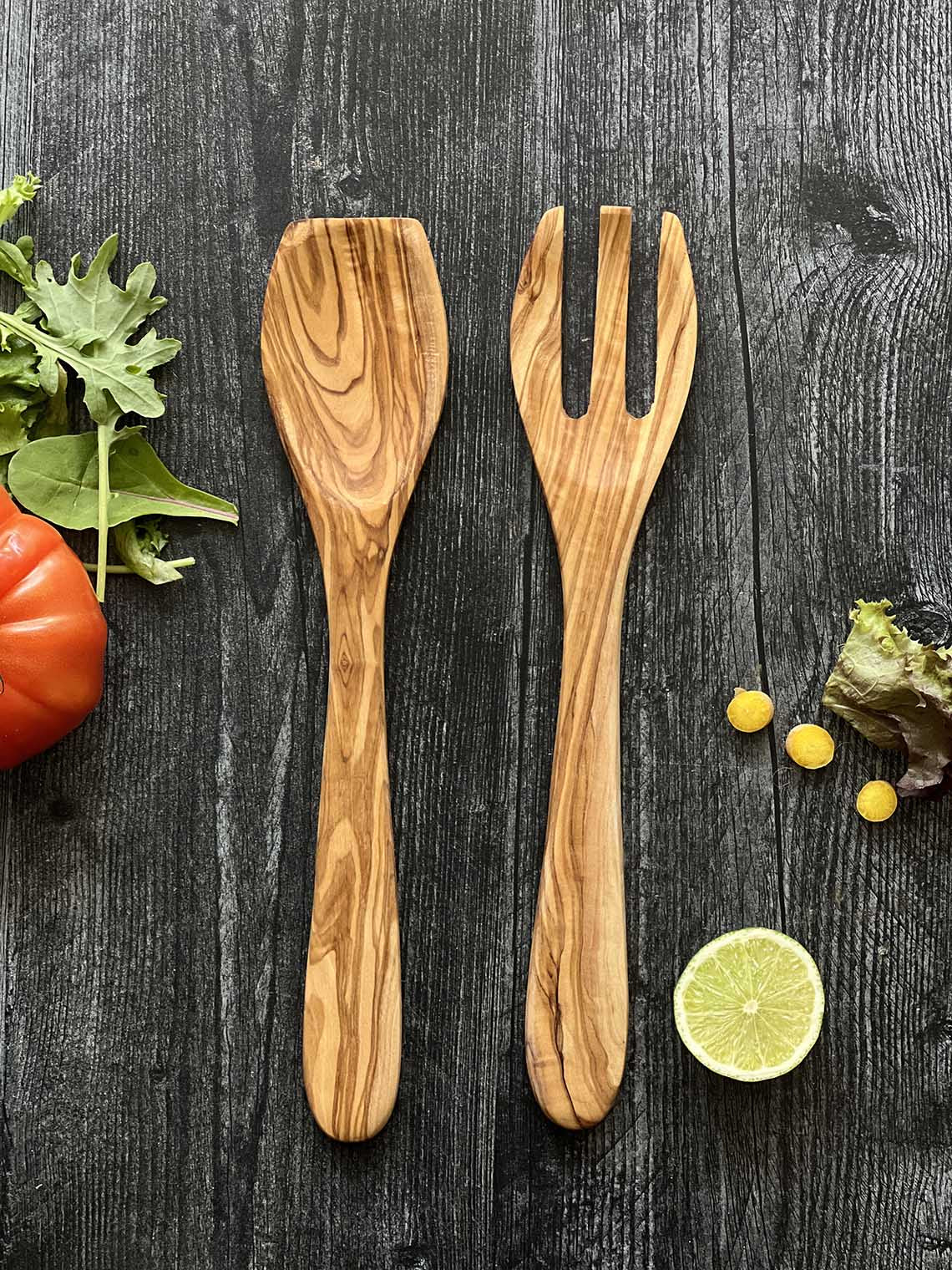 Olive Wood Salad Server Set - 11"