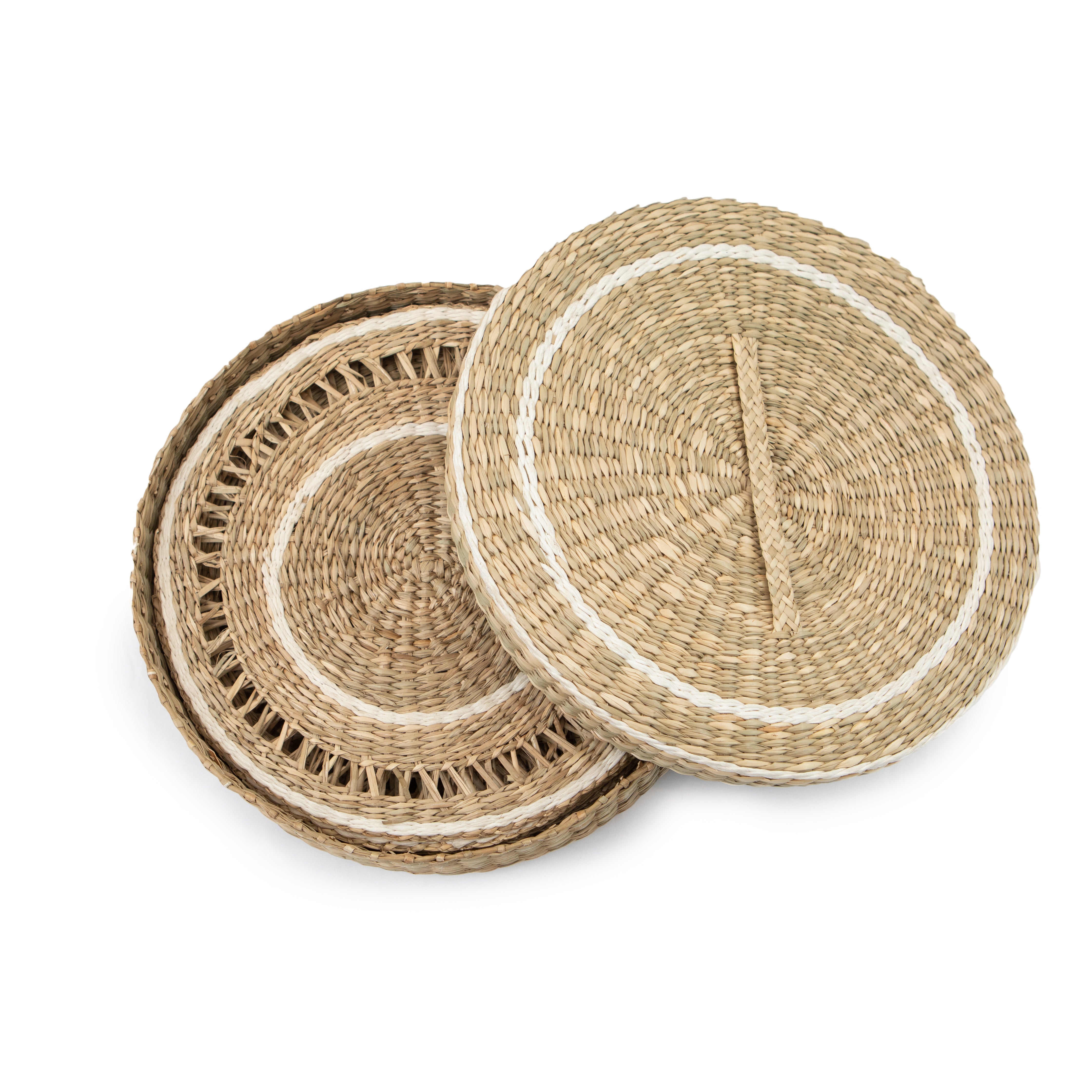Round Woven Seagrass Placemat Set With Coaster