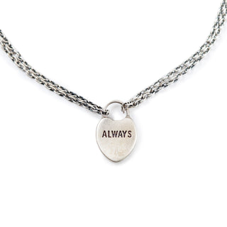  silver bracelet with heart lock charm with "always" engraved