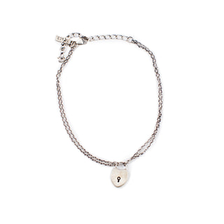silver bracelet with heart lock