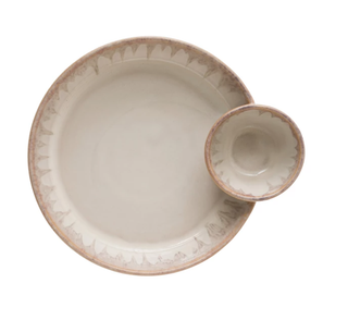 Stoneware Serving Dish with Sections, Cream