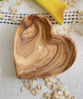 Olive Wood Heart Dish 4″