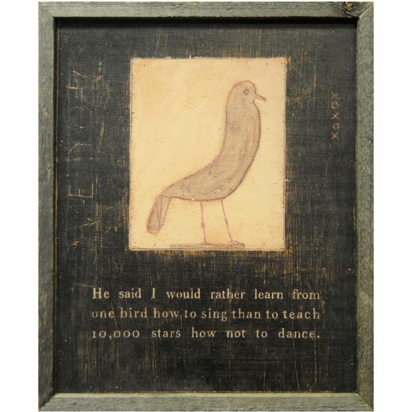 black/charcoal background with cream bird silhouette