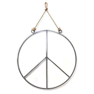 metal and jute peace sign