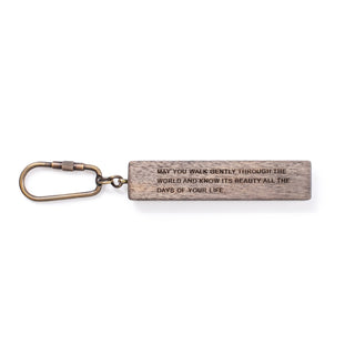 wood keychain with the quote "may you walk gently..." (full quote in description)