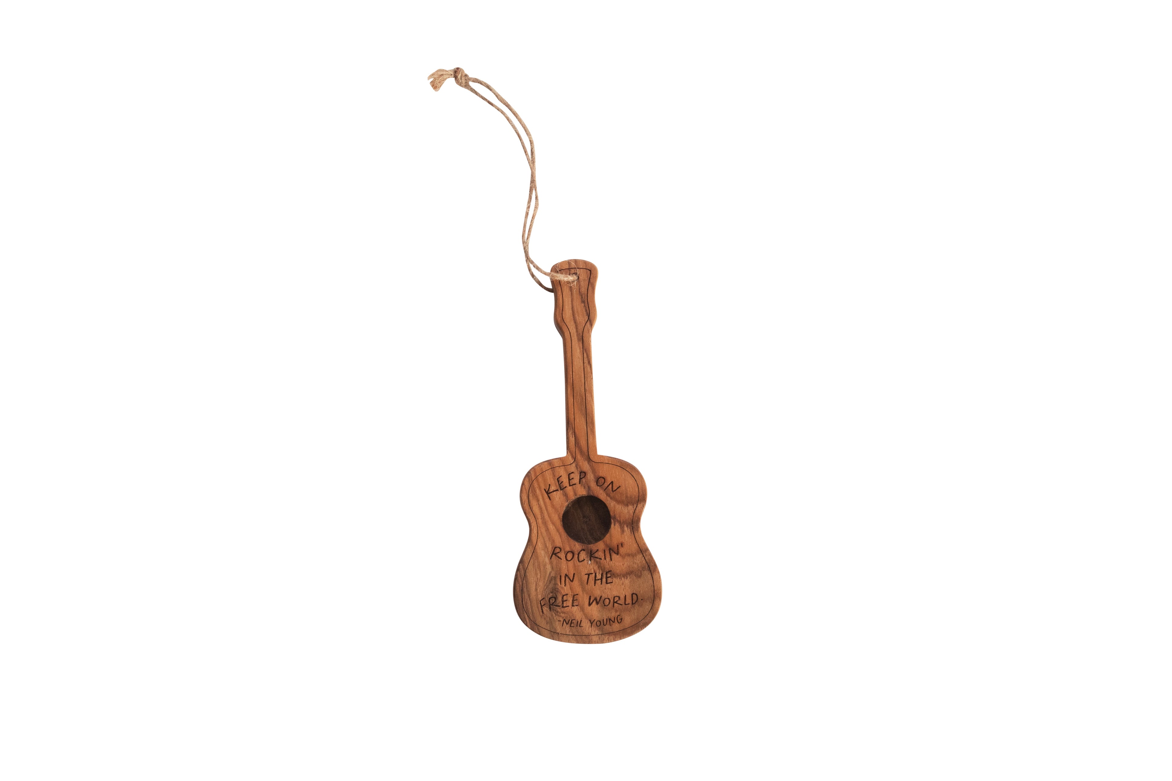 Keep on rockin' in the free world (Neil Young) Wooden Guitar - 2"x5"