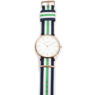 Wrist Watch with Navy and Green Nylon Strap Navy and Green 9.5" x 1"