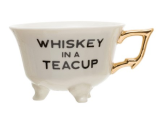 White Stoneware Footed Teacup - "Whiskey in a Teacup"