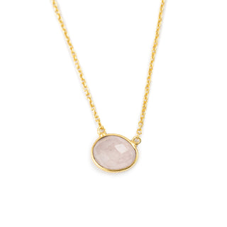 ***Rose Quartz Necklace- Gold Plated Brass