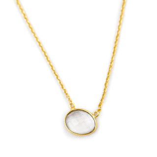 ***Clear Quartz Necklace- Gold Plated Brass