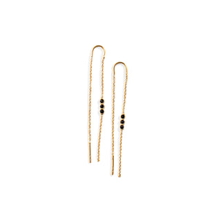 Gold Threader Earrings with Black Spinel