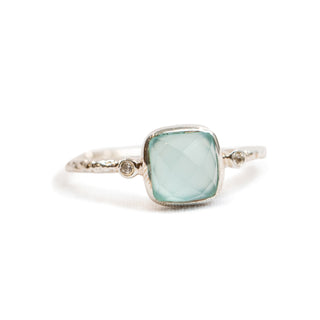 Silver Square Chalcedony Ring - Size