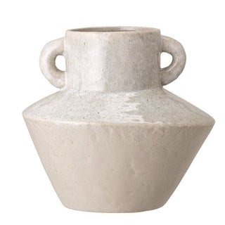 Stoneware Vase with Handles 8-3/4" Round x 8"H