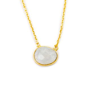 ***Rainbow Moonstone Necklace- Gold Plated Brass