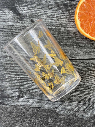 Butterfly Tea Glass - Clear, Gold